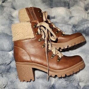 Soda Brown Lace-Up Ankle Boots